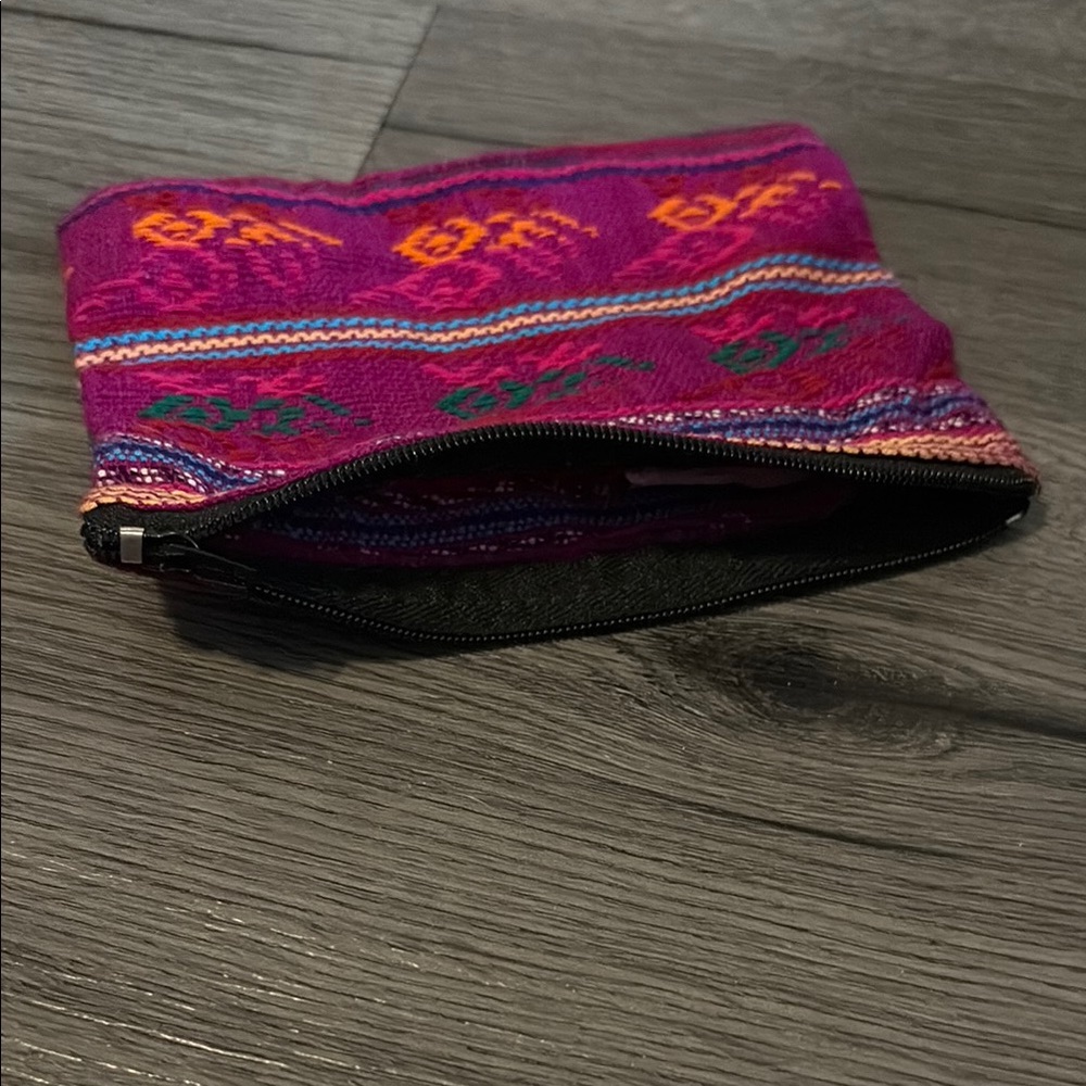 NWT Pink and Orange Ethnic Cosmetic Bags with Geometric Patterns - Picture 3 of 5